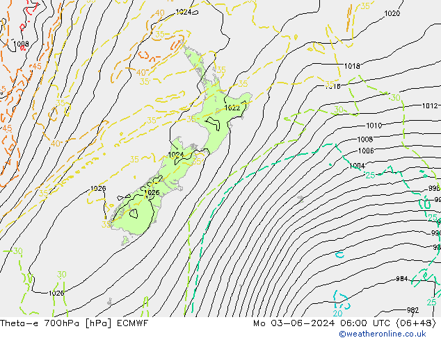 Theta-e 700hPa ECMWF Mo 03.06.2024 06 UTC