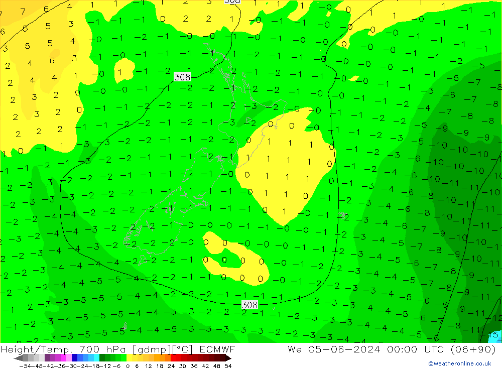 Height/Temp. 700 hPa ECMWF St 05.06.2024 00 UTC