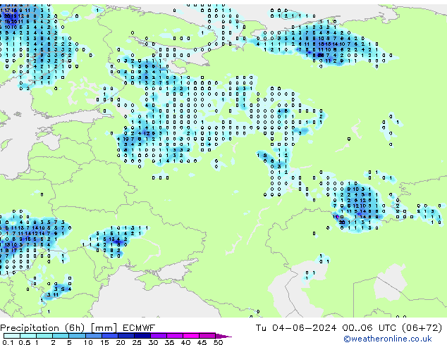 Z500/Rain (+SLP)/Z850 ECMWF вт 04.06.2024 06 UTC