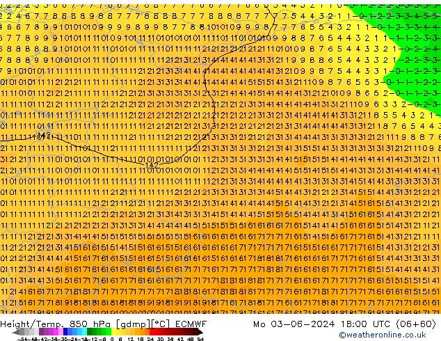 Z500/Rain (+SLP)/Z850 ECMWF Po 03.06.2024 18 UTC