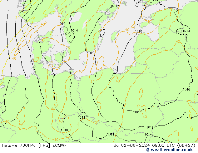 Theta-e 700гПа ECMWF Вс 02.06.2024 09 UTC