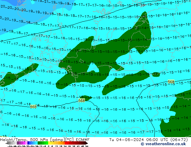 Z500/Rain (+SLP)/Z850 ECMWF Tu 04.06.2024 06 UTC