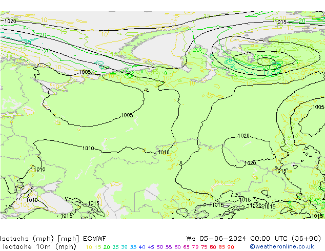 Isotachs (mph) ECMWF  05.06.2024 00 UTC