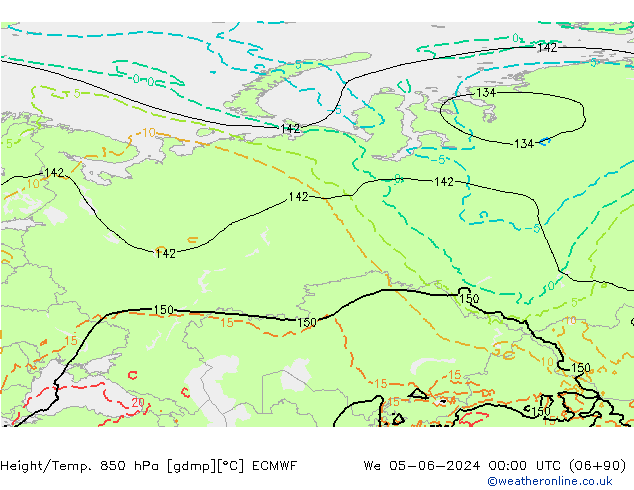 Height/Temp. 850 hPa ECMWF Qua 05.06.2024 00 UTC