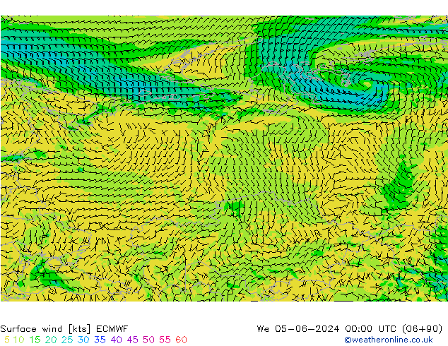 Surface wind ECMWF St 05.06.2024 00 UTC