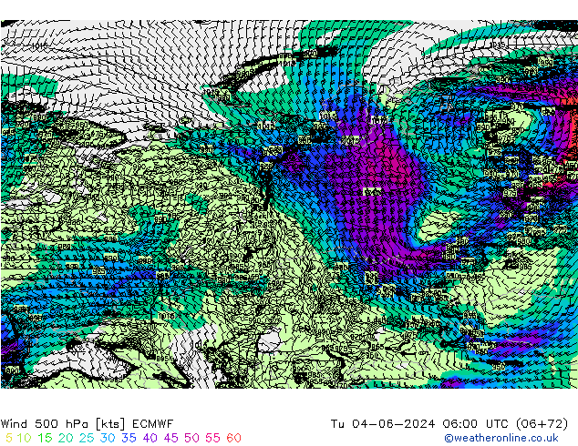 Wind 500 hPa ECMWF Di 04.06.2024 06 UTC