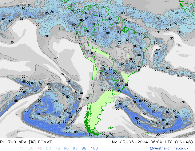 RH 700 hPa ECMWF  03.06.2024 06 UTC