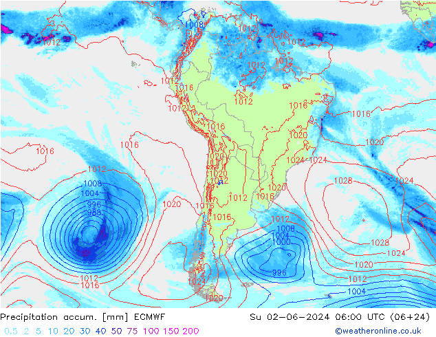 Precipitation accum. ECMWF  02.06.2024 06 UTC