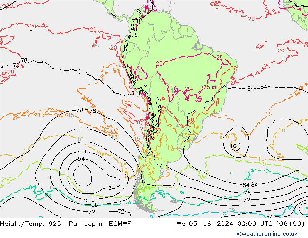 Hoogte/Temp. 925 hPa ECMWF wo 05.06.2024 00 UTC