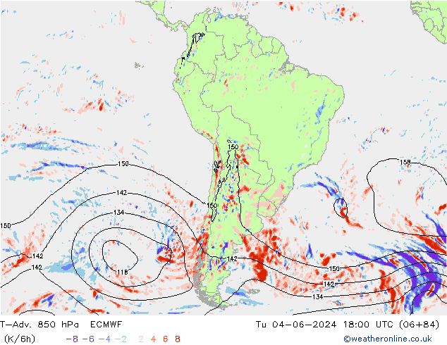 T-Adv. 850 hPa ECMWF  04.06.2024 18 UTC