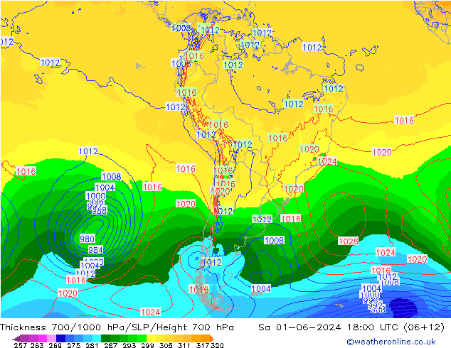 Thck 700-1000 hPa ECMWF Sa 01.06.2024 18 UTC