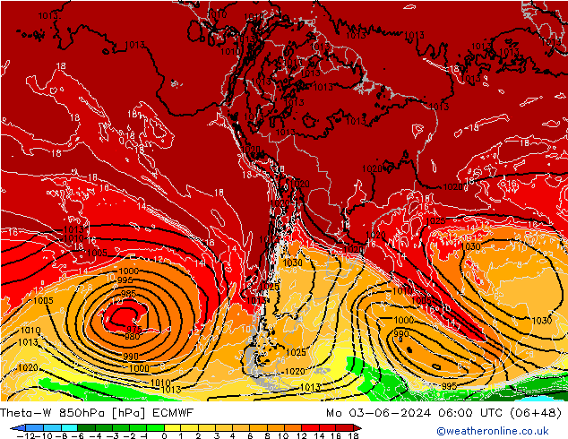 Theta-W 850hPa ECMWF Pzt 03.06.2024 06 UTC