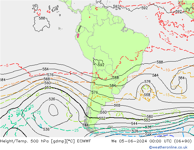 Height/Temp. 500 hPa ECMWF mer 05.06.2024 00 UTC