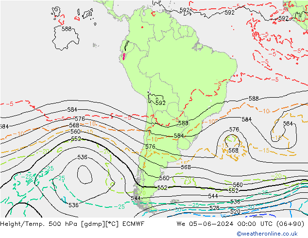 Hoogte/Temp. 500 hPa ECMWF wo 05.06.2024 00 UTC