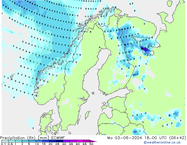 Z500/Rain (+SLP)/Z850 ECMWF Seg 03.06.2024 00 UTC