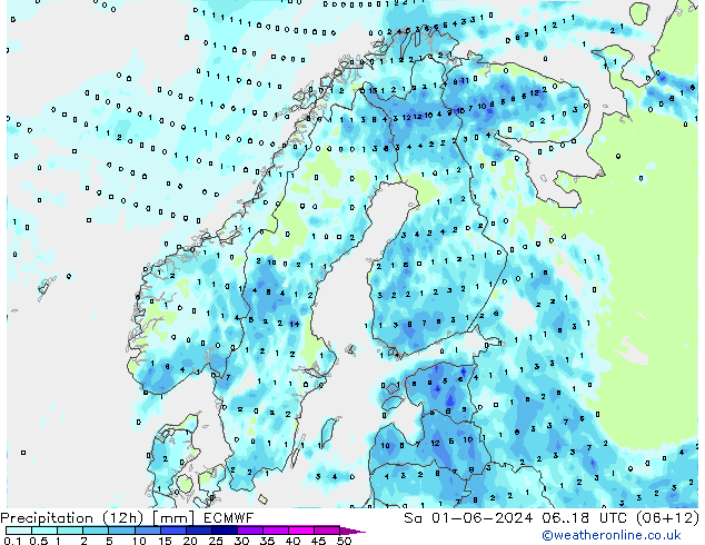 Nied. akkumuliert (12Std) ECMWF Sa 01.06.2024 18 UTC