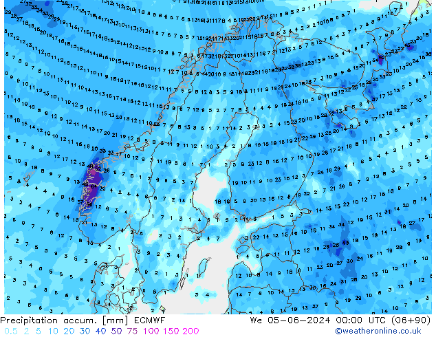 Precipitation accum. ECMWF  05.06.2024 00 UTC