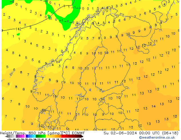 Z500/Rain (+SLP)/Z850 ECMWF Dom 02.06.2024 00 UTC