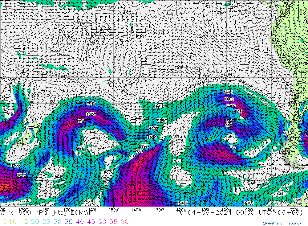 Wind 950 hPa ECMWF Tu 04.06.2024 00 UTC