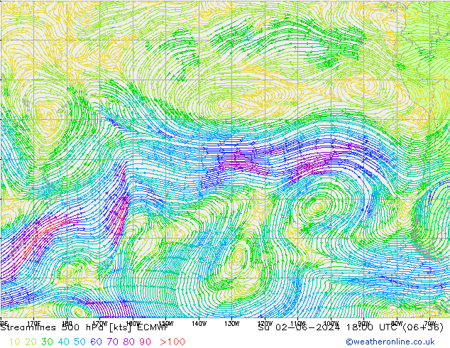 Streamlines 500 hPa ECMWF Su 02.06.2024 18 UTC