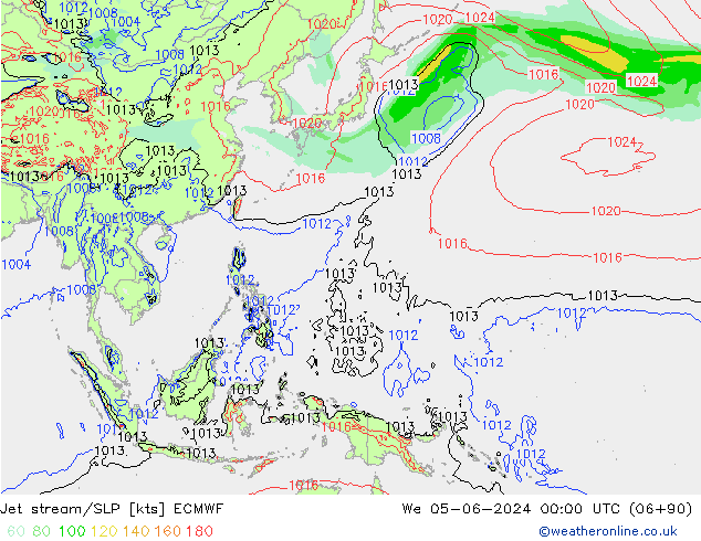 Corrente a getto ECMWF mer 05.06.2024 00 UTC