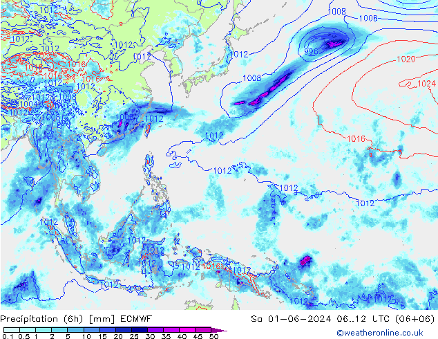 Z500/Rain (+SLP)/Z850 ECMWF  01.06.2024 12 UTC
