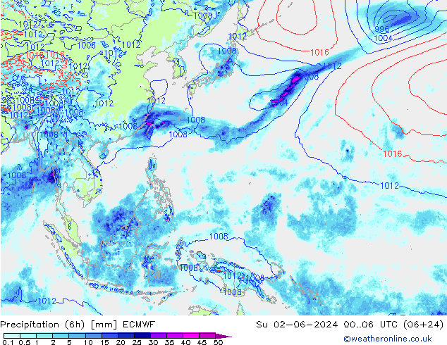 Precipitação (6h) ECMWF Dom 02.06.2024 06 UTC