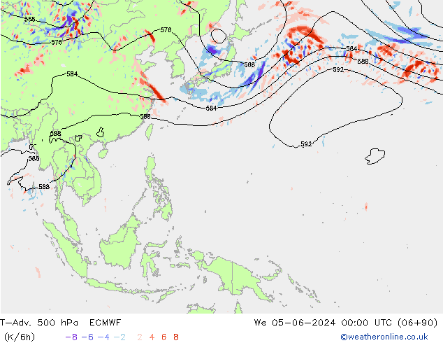 T-Adv. 500 hPa ECMWF mer 05.06.2024 00 UTC