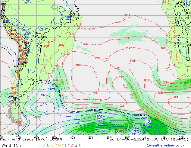 Windvelden ECMWF za 01.06.2024 21 UTC