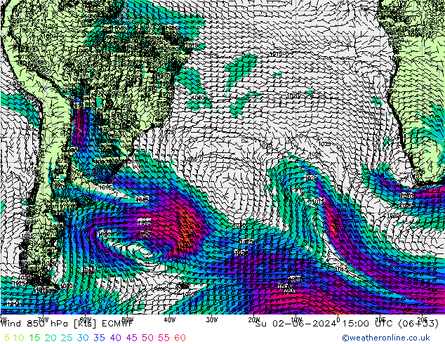 Wind 850 hPa ECMWF Su 02.06.2024 15 UTC