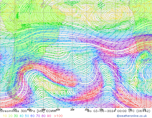 Stromlinien 300 hPa ECMWF Mo 03.06.2024 00 UTC