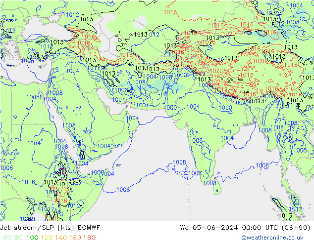 Prąd strumieniowy ECMWF śro. 05.06.2024 00 UTC