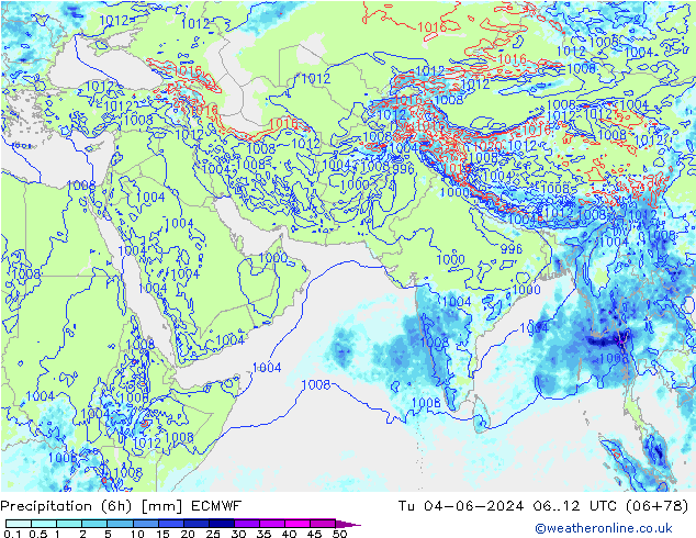 Z500/Yağmur (+YB)/Z850 ECMWF Sa 04.06.2024 12 UTC