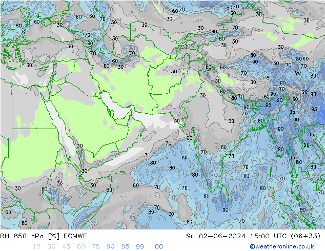 RH 850 hPa ECMWF Su 02.06.2024 15 UTC