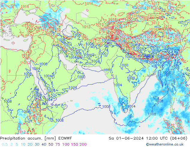 Precipitation accum. ECMWF  01.06.2024 12 UTC