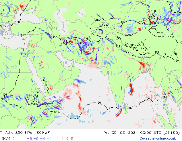 T-Adv. 850 hPa ECMWF Çar 05.06.2024 00 UTC