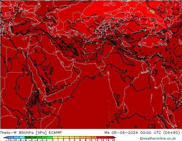 Theta-W 850hPa ECMWF  05.06.2024 00 UTC