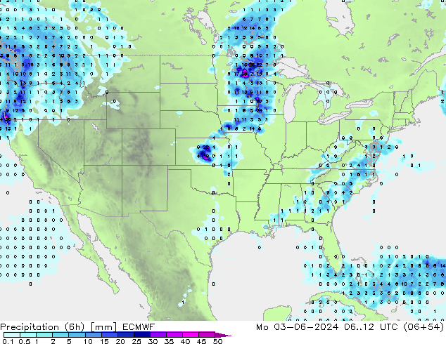 Z500/Rain (+SLP)/Z850 ECMWF lun 03.06.2024 12 UTC