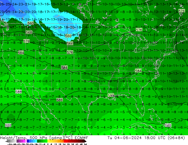 Z500/Rain (+SLP)/Z850 ECMWF Di 04.06.2024 18 UTC