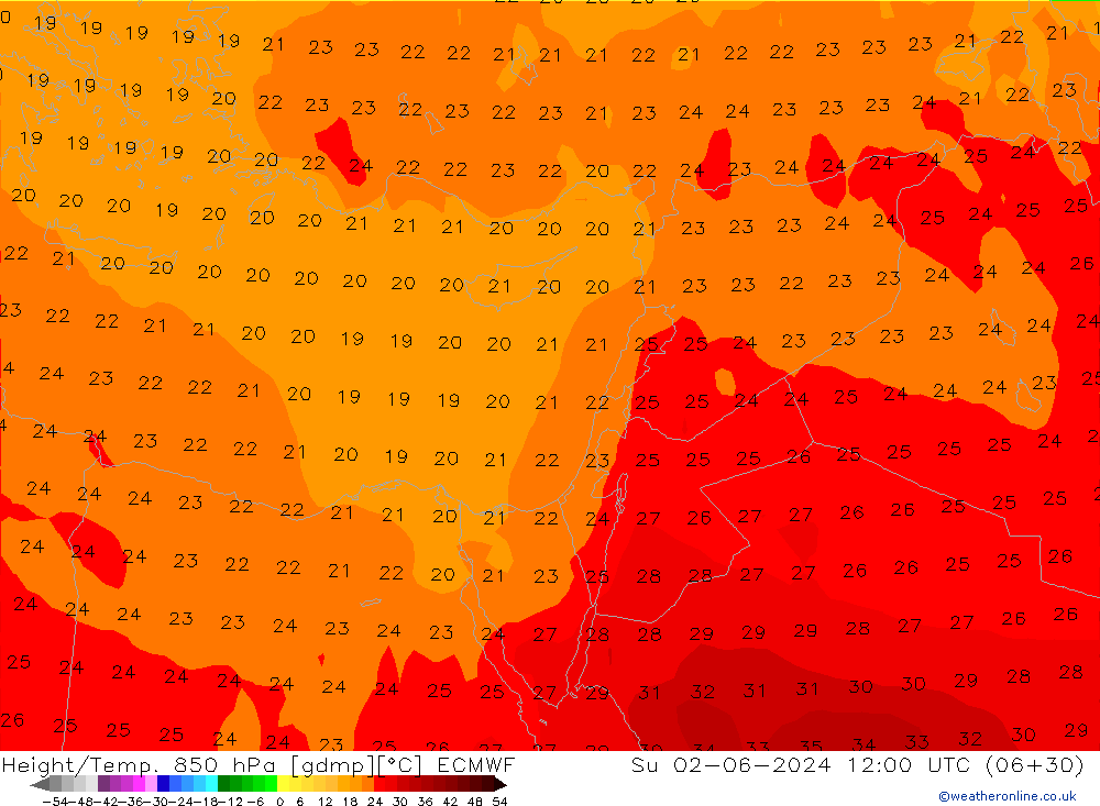 Z500/Yağmur (+YB)/Z850 ECMWF Paz 02.06.2024 12 UTC