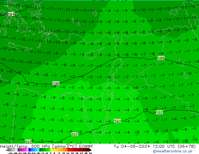 Z500/Yağmur (+YB)/Z850 ECMWF Sa 04.06.2024 12 UTC