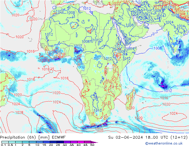 Z500/Rain (+SLP)/Z850 ECMWF Dom 02.06.2024 00 UTC