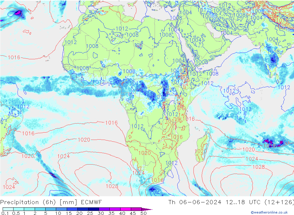 Z500/Rain (+SLP)/Z850 ECMWF jue 06.06.2024 18 UTC