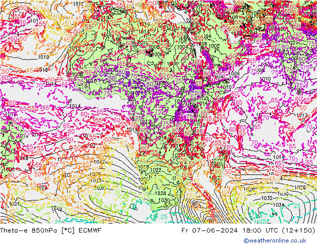Theta-e 850hPa ECMWF  07.06.2024 18 UTC
