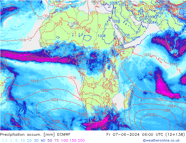 Totale neerslag ECMWF vr 07.06.2024 06 UTC