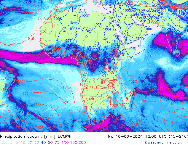 Precipitation accum. ECMWF Seg 10.06.2024 12 UTC