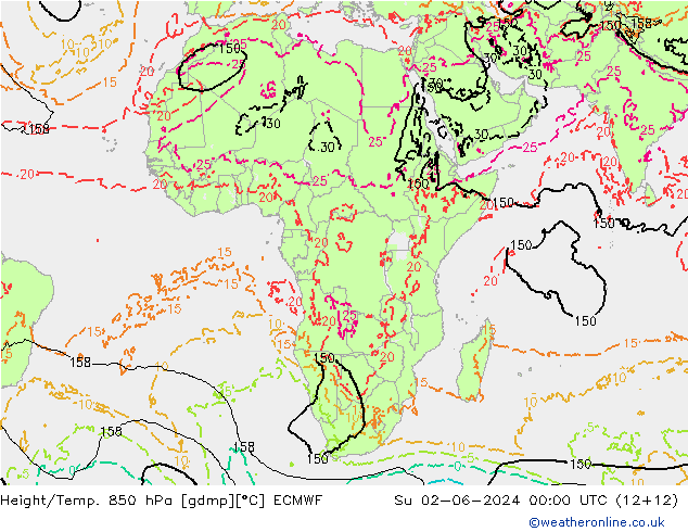 Z500/Rain (+SLP)/Z850 ECMWF Dom 02.06.2024 00 UTC