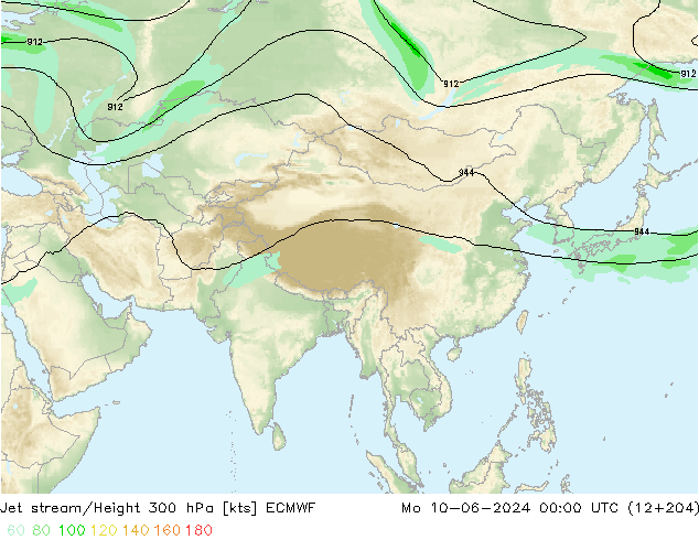 Jet stream ECMWF Seg 10.06.2024 00 UTC