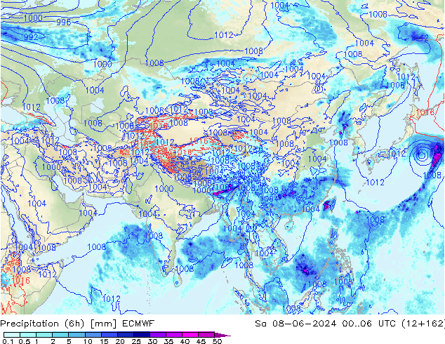 Yağış (6h) ECMWF Cts 08.06.2024 06 UTC