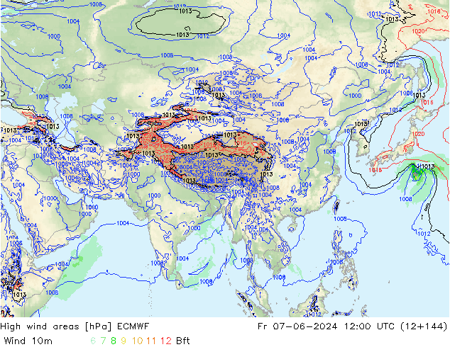 High wind areas ECMWF vie 07.06.2024 12 UTC